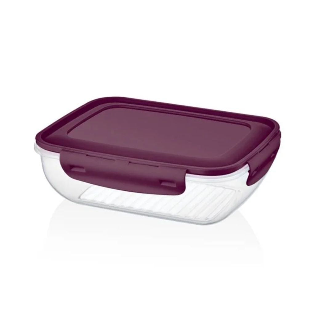 Cook&Lock Coloured Cover Rectangular Storage Container 1100ML (Shallow)